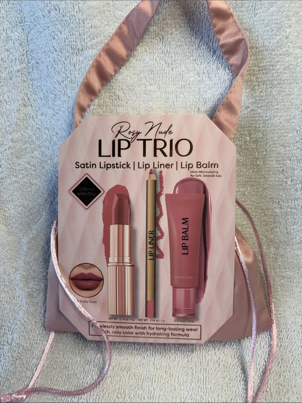 🌻5 for $30🌻 Rosy Nude Lip Trio Satin Lipstick Lip Liner Lip Balm